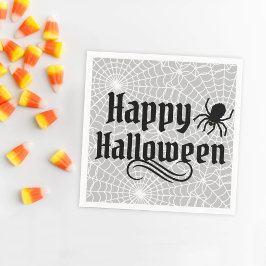 Gelukkige Halloween Scary Grey Zwarte Spin Servet