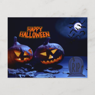 Gelukkige Halloween Scary Pumpkins, RIP, Bats Briefkaart