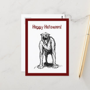 Gelukkige Halloween Scary Spooky Demon Hell Dog Briefkaart