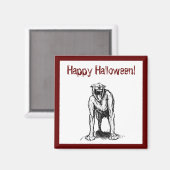 Gelukkige Halloween Scary Spooky Demon Hell Dog Magneet (Voorkant / Achterkant)