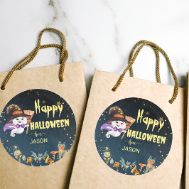 Gelukkige Halloween schattige geest Ronde Sticker