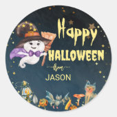Gelukkige Halloween schattige geest Ronde Sticker (Voorkant)