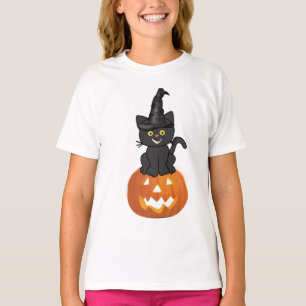 gelukkige Halloween schattige kat en pompoen T-shirt