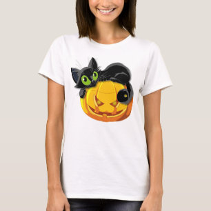 gelukkige Halloween schattige kat en pompoen T-shirt