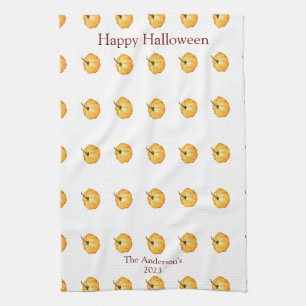 Gelukkige Halloween schattige oranje pompoen Theedoek