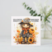 Gelukkige Halloween Schattige vogelverschrikker Kaart (Staand voorkant)