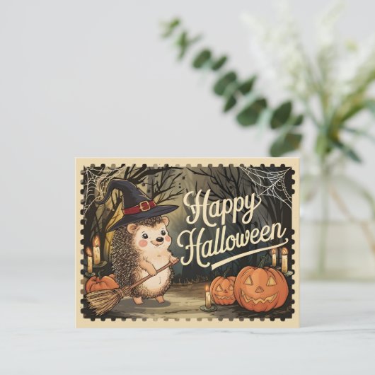 Gelukkige Halloween Schattigee egel Briefkaart (Staand voorkant)