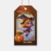 Gelukkige Halloween Schattigee heks pompoen Cadeaulabel (Voorkant)