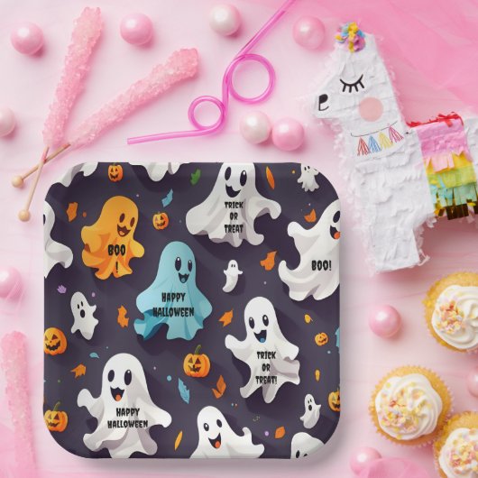 Gelukkige Halloween Schattigee Mini Ghosts Papieren Bordje (Feest)