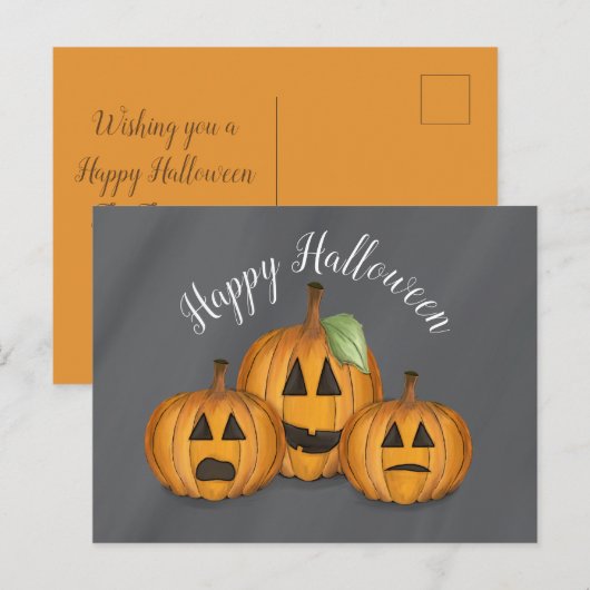 Gelukkige Halloween Schattigee Pompoen Jack O Lant Briefkaart (Voorkant / Achterkant)
