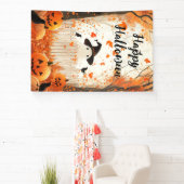 Gelukkige Halloween Schattigee Spook en Pompoenen Spandoek (Insitu)