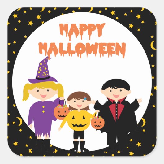 Gelukkige Halloween Schattigee Trick or treat Kind Vierkante Sticker (Voorkant)