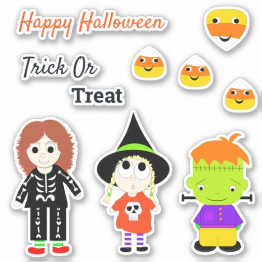 Gelukkige Halloween Schattigee Trick or treat Sticker (Voorkant)