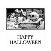 Gelukkige Halloween schedel boeken rubber stempel (Afrduk)