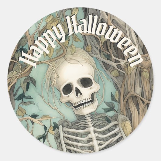Gelukkige Halloween  schedel Ronde Sticker (Voorkant)