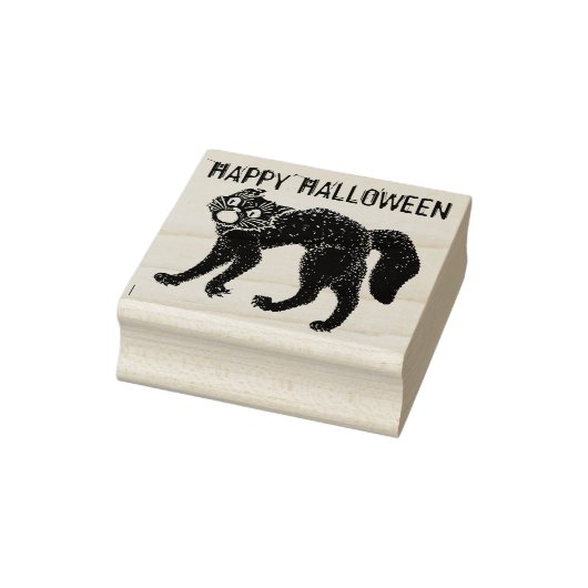 Gelukkige Halloween schreeuwende zwarte kat Rubberstempel (Stempel)