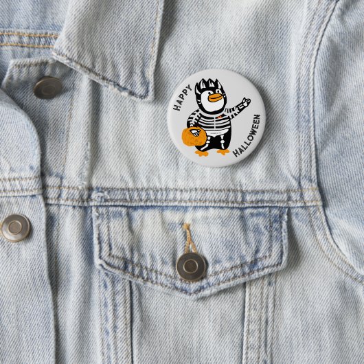 Gelukkige Halloween Skelet Penguin Ronde Button 5,7 Cm (In situ)