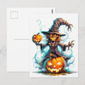 Gelukkige Halloween snode heks Briefkaart (Voorkant / Achterkant)