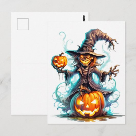 Gelukkige Halloween snode heks Briefkaart (Voorkant / Achterkant)