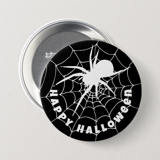 Gelukkige Halloween Spider op Cobweb Ronde Button 7,6 Cm (Voorkant /achterkant)