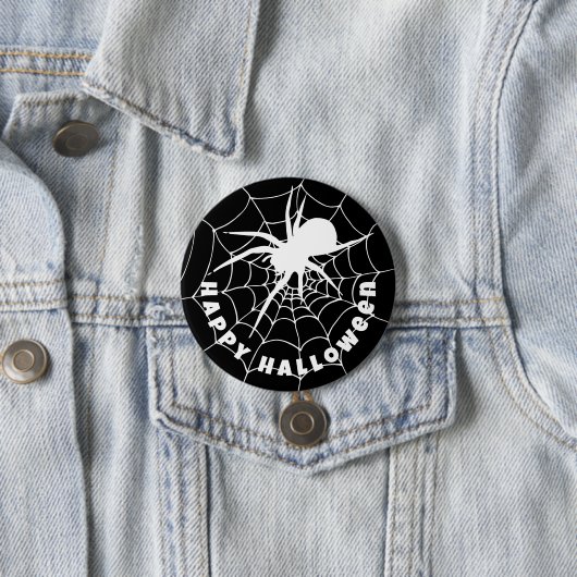 Gelukkige Halloween Spider op Cobweb Ronde Button 7,6 Cm (In situ)
