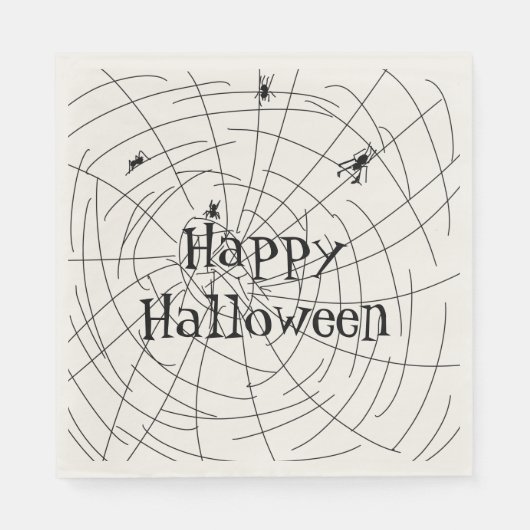 Gelukkige Halloween Spin Web Doodle Illustratie Servet (Voorkant)