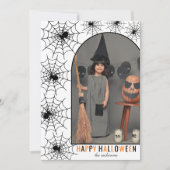 Gelukkige Halloween spinnenweb en foto Feestdagenkaart (Voorkant)