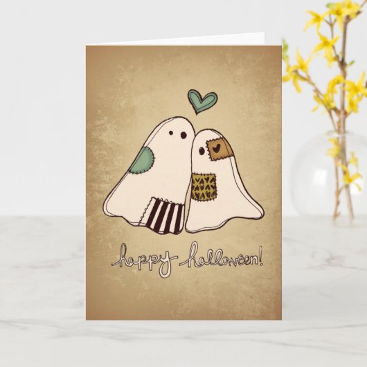 gelukkige Halloween spoken Kaart (Gele Bloem)