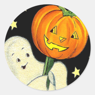 Gelukkige Halloween Spook en Pompoen Sticker
