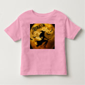 Gelukkige Halloween Spooky Broomstick Witch Op Pom Kinder Shirts (Voorkant)