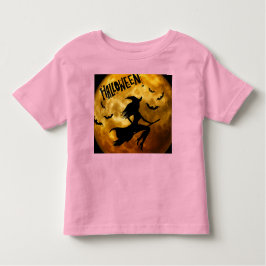 Gelukkige Halloween Spooky Broomstick Witch Op Pom Kinder Shirts