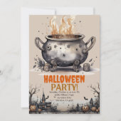 Gelukkige Halloween Spooky Cauldron Party Uitnodig Aankondiging (Voorkant)