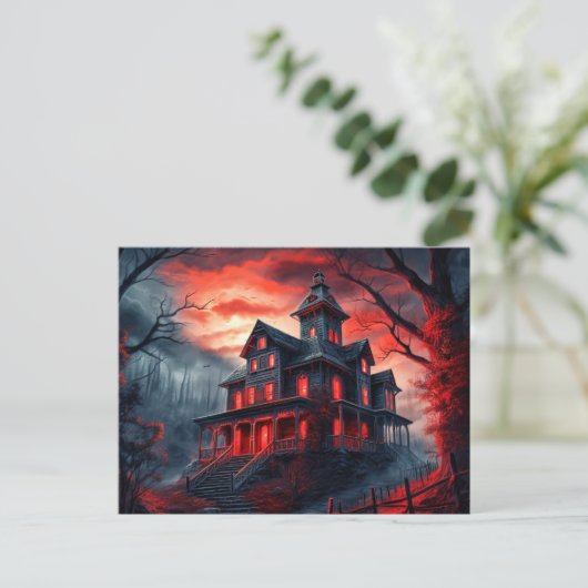 Gelukkige Halloween Spooky Dwelling Briefkaart (Staand voorkant)