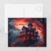 Gelukkige Halloween Spooky Dwelling Briefkaart (Voorkant / Achterkant)