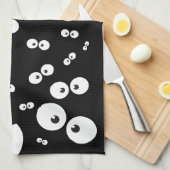 Gelukkige Halloween Spooky Eye Fun zwarte illustra Theedoek (Quarter Fold)