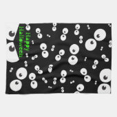 Gelukkige Halloween Spooky Eye Fun zwarte illustra Theedoek (Horizontaal)