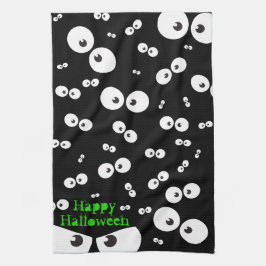 Gelukkige Halloween Spooky Eye Fun zwarte illustra Theedoek