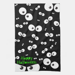 Gelukkige Halloween Spooky Eye Fun zwarte illustra Theedoek