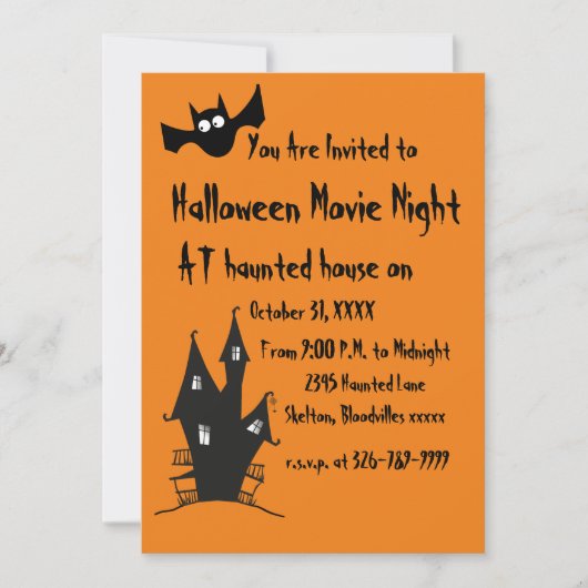 Gelukkige Halloween Spooky Film Nachtuitnodiging Kaart (Voorkant)