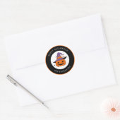 Gelukkige Halloween Spooky Pompoen Aangepaste Teks Ronde Sticker (Envelop)