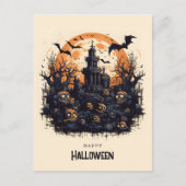 Gelukkige Halloween Spooky pompoenen en vleermuize Briefkaart (Voorkant)
