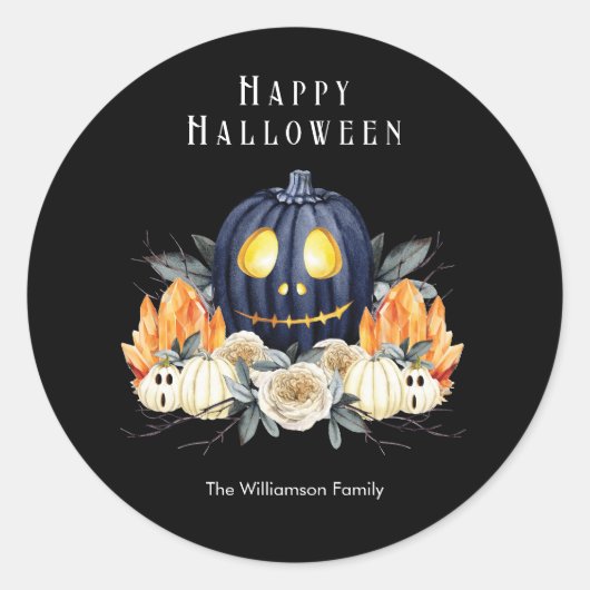 Gelukkige Halloween Spooky Samhain Pompoenen Krist Ronde Sticker (Voorkant)