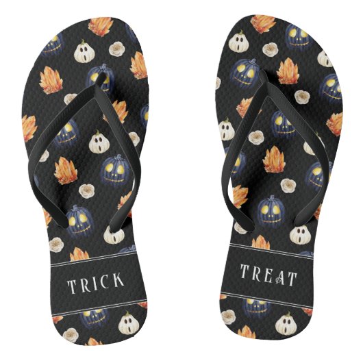 Gelukkige Halloween Spooky Samhain Pompoenen Krist Teenslippers (Voetbed)