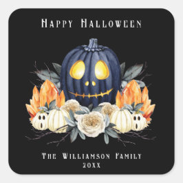 Gelukkige Halloween Spooky Samhain Pompoenen Krist Vierkante Sticker
