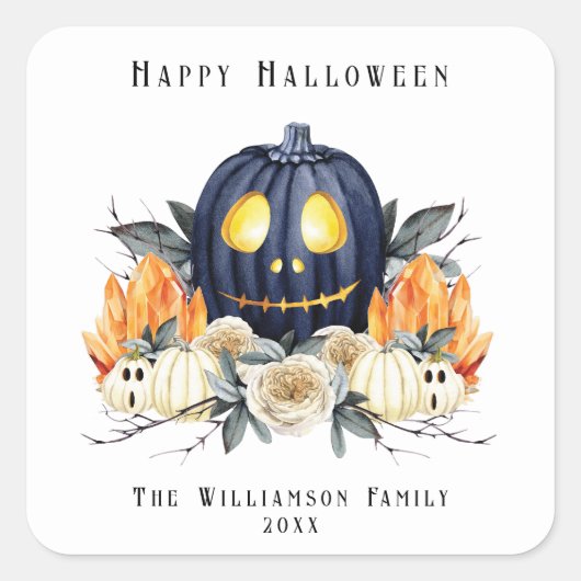 Gelukkige Halloween Spooky Samhain Pompoenen Krist Vierkante Sticker (Voorkant)