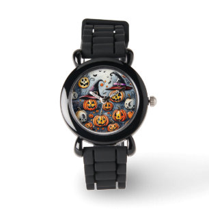 Gelukkige Halloween spooky traktatie of trucs ontw Horloge