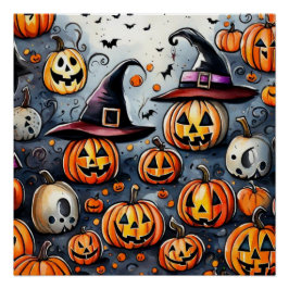 Gelukkige Halloween spooky traktatie of trucs ontw Perfect Poster