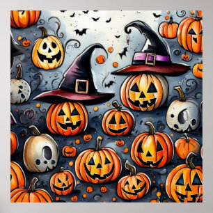 Gelukkige Halloween spooky traktatie of trucs ontw Poster