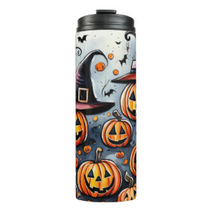 Gelukkige Halloween spooky traktatie of trucs ontw Thermosbeker