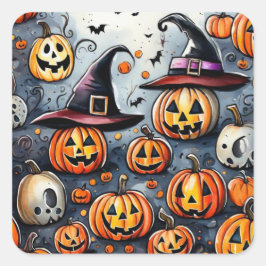 Gelukkige Halloween spooky traktatie of trucs ontw Vierkante Sticker